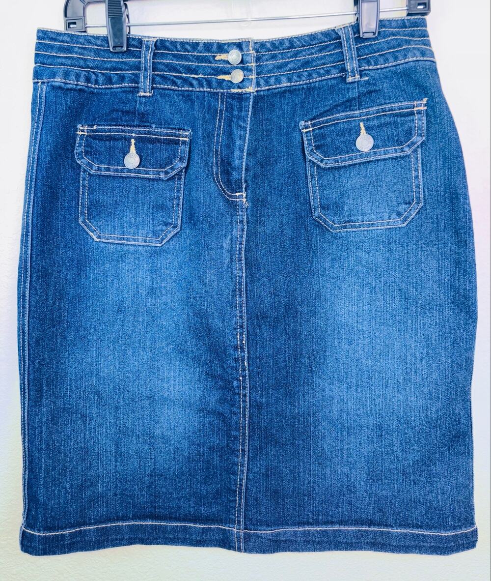 Per Se by Carlisle Denim Straight Skirt with Pocket Detail, NWOT, Women's Small